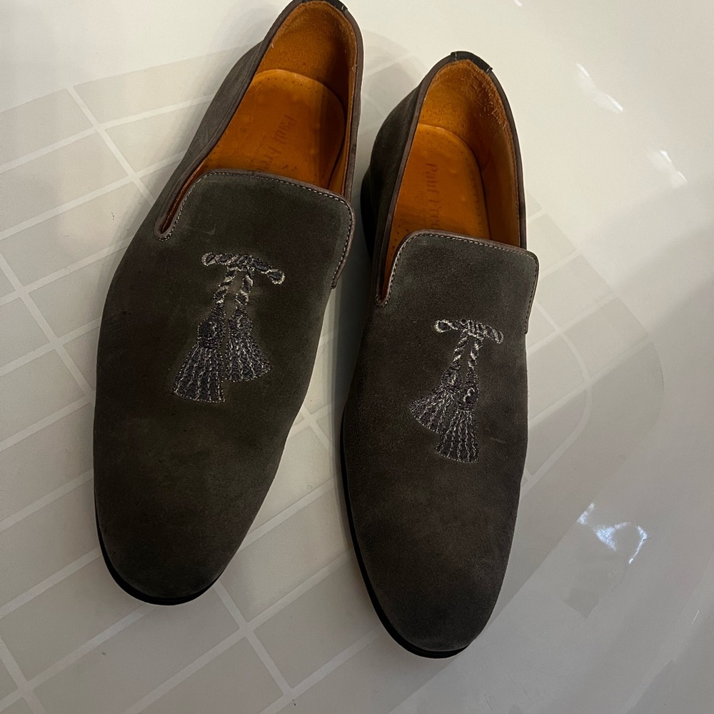 Elegant Gray Suede Men's Loafers